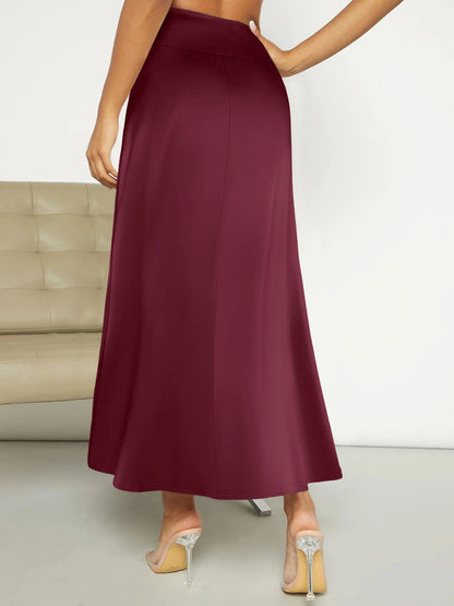 Women High Waist Midi Skirt A line Flowy Hem Elastic Waist Soft Fabric Ideal for Casual Gatherings Work Meetings Daily Outings