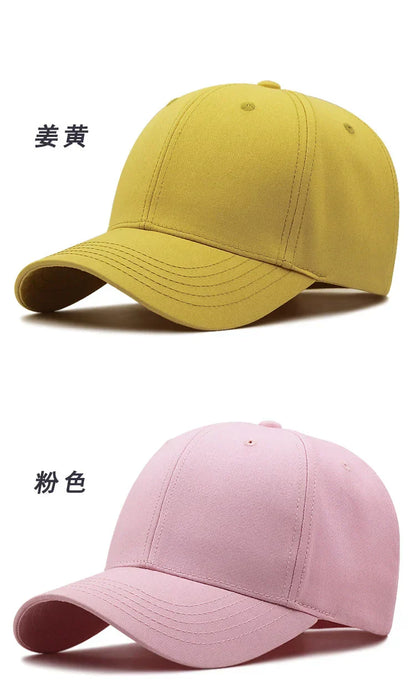 Hard Cotton Big Size Baseball Hat Woman Solid Color Sun Cap Hiphop Man Plus Size