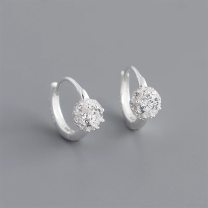 925 Sterling Silver Luxury Shiny Zircon Huggies Hoop Earrings for Women Fashion Elegant Charms Wedding Party Jewelry Gift
