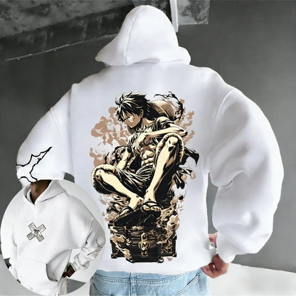 Anime Luffy Printed Cotton Hoodie  Spring/Autumn Men's New Street Hip Hop Loose Casual Parent Child Sweater Top