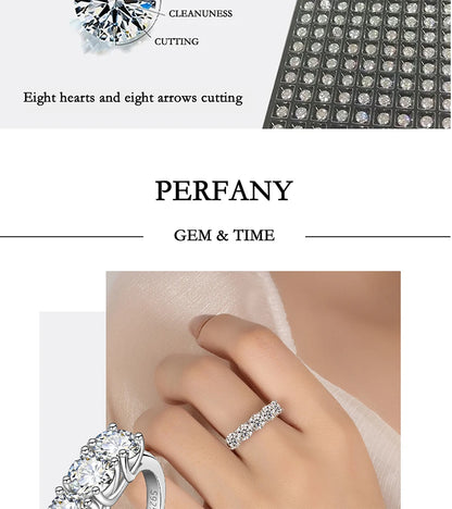 2.5/5CT Moissanite Ring For Women S925 Pure Silver Five Gemstone Ring Luxury Wedding High-end Jewelry
