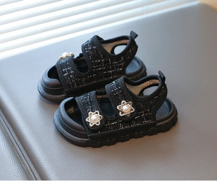 2025 Summer New Children Sandals Girls Elegant Princess Style Sandals Baby Anti-kick Foot Protection Sandals