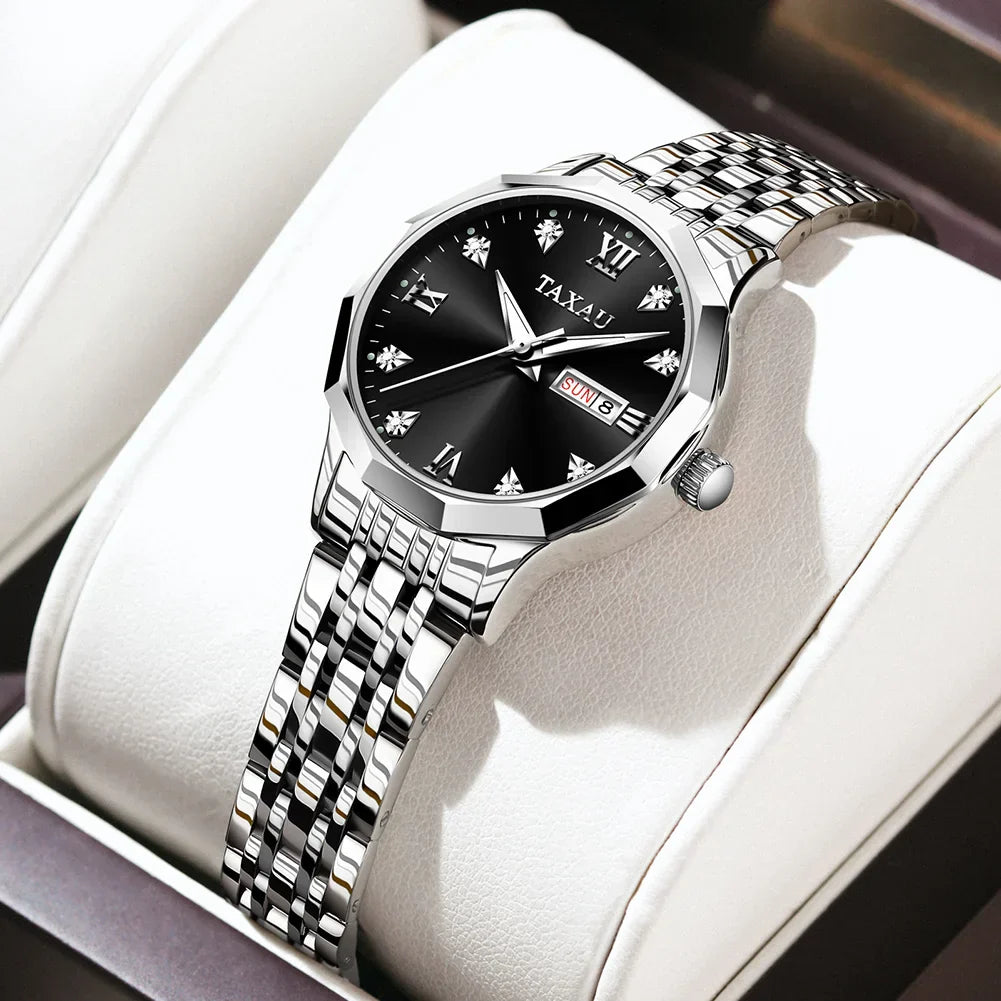 Fashion Golden Watch for Women Stainless Steel Waterproof Women's Watches Elegant Original Luxury Ladies Quartz Wristwatch