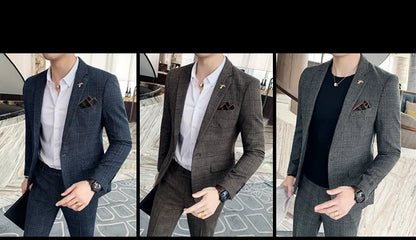 S-7XL Jacket + Pants / Luxurious High -end Brand Solid Color Men's Casual Business Slim Suit Two -piece Suit Groom Wedding Suit
