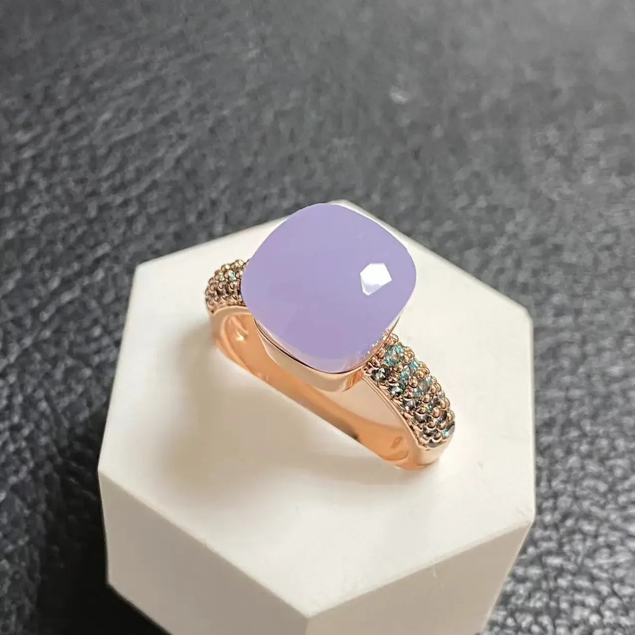 10.6mm Topaz Ring For Women Inlay Light Blue Zircon Candy Water Drop Crystal Ring Rose Gold Plated Jewelry Gift