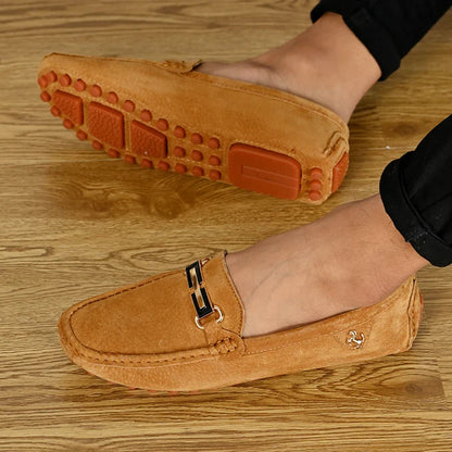 Men Fashion Luxury Leisure Leather Loafers Shoes Slip on Soft Comfortable Non-slip Driving for Men