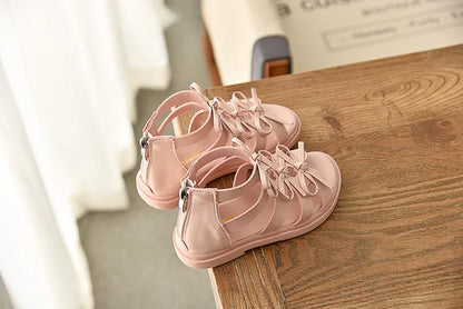 Gladiator Children Sandals for Girls 2025 Breathable Summer Girl Roman Shoes Boots Black Pink Beige Party Student Sandal I06095