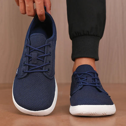 Wide Toe Men Shoes Breathable Knitted Mesh Comfortable Barefoot Shoes Casual Versatile Soft Sole Wide Last Shoes Walking Shoes