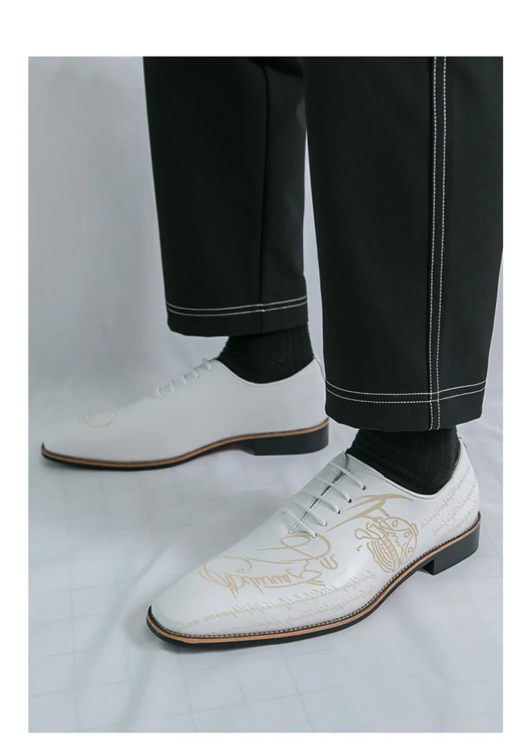 White Elegant Men Dress Shoes Leather Oxford Shoes Man Business Formal Shoes Design Social Shoes Male apatos para hombre