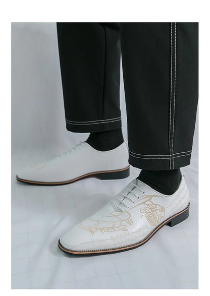 White Elegant Men Dress Shoes Leather Oxford Shoes Man Business Formal Shoes Design Social Shoes Male apatos para hombre