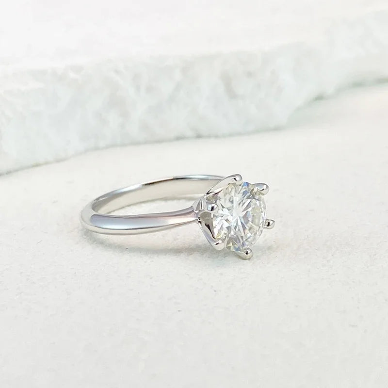 Ring For Women 925 Sterling Silver with White Gold Plated Lab Diamond Engagement Wedding Band Jewelry
