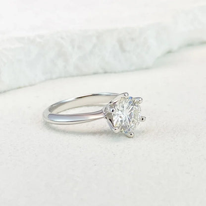 Ring For Women 925 Sterling Silver with White Gold Plated Lab Diamond Engagement Wedding Band Jewelry
