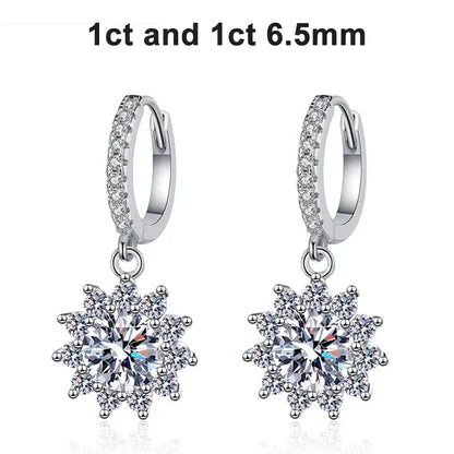 1ct Moissanite Earring 925 Sterling Silver with White Gold Plated Hoop Drop Earring for Women Wedding Engagement Jewelry