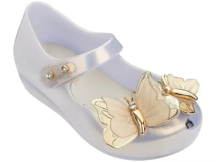 Fragrant Princess Primary School Students Pink Metal Sequins 3d Butterfly Water Diamond Jelly Girl Beach Sandals