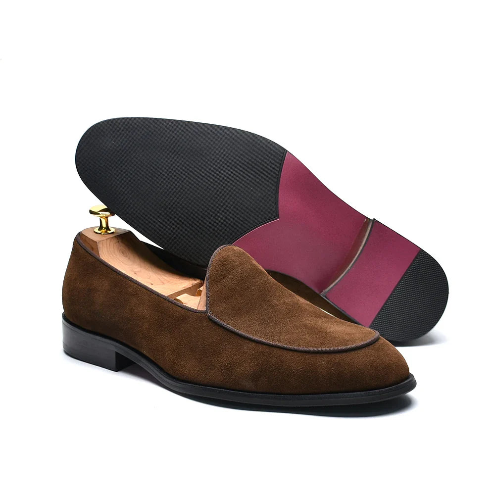 Luxury Italian Wedding Party Men's Loafer Dress Shoes Cow Suede Leather Slip-on Gentleman Fashion Suit Formal Shoes Man Footwear