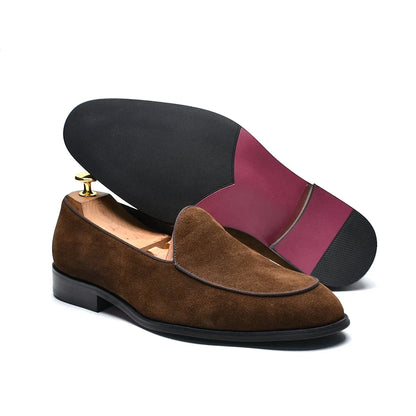 Luxury Italian Wedding Party Men's Loafer Dress Shoes Cow Suede Leather Slip-on Gentleman Fashion Suit Formal Shoes Man Footwear