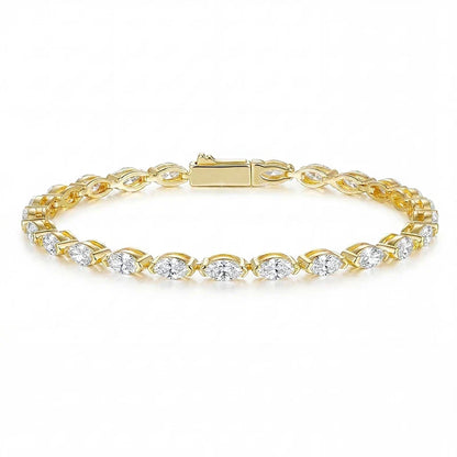 3*6mm Marquise Cut Moissanite Tennis Bracelet Full Diamond Bangle for Women Hip Hop 925 Sterling Silver Jewelry Wedding