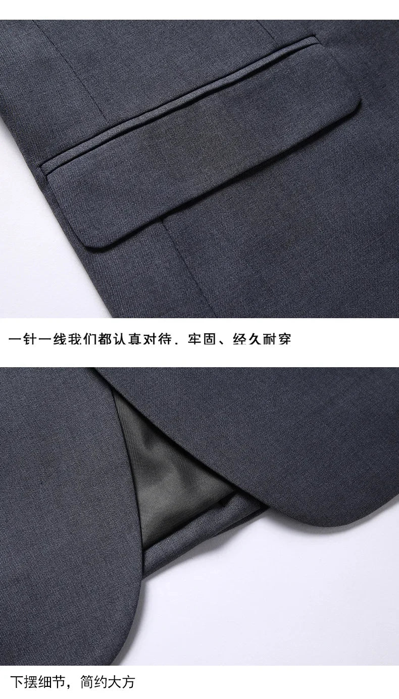 Terno Boutique Moda Masculina Negócios (Blazer + Colete + Calça) Terno Masculino Casamento Casual Profissional Formal 3 Peças M-6XL