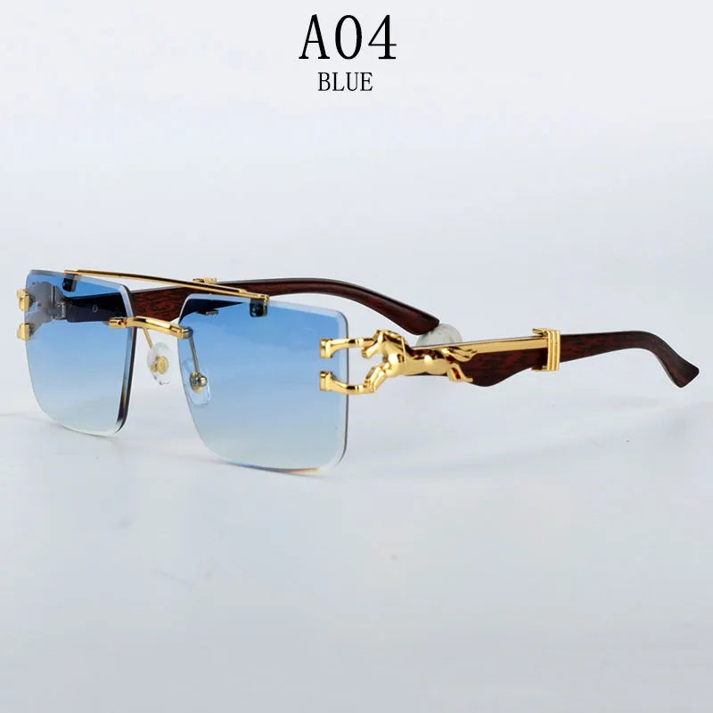 Rimless Designer Sunglasses Women Trendy Luxe Fashion Sunglasses Men