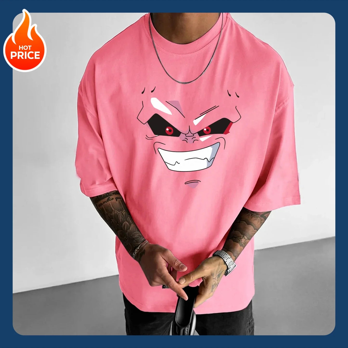 Dragon Ball GOKU Majin Buu Anime Peripheral Short Sleeve 2025 Summer Loose Harajuku Men's and Women's Cotton T-Shirts ins