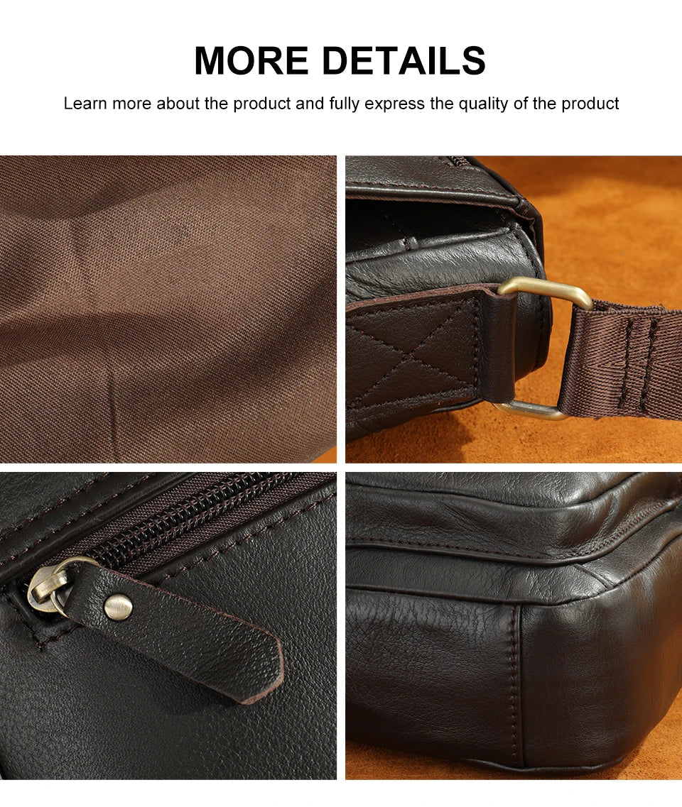 Men's Bags Genuine Leather Messenger Bag Crossbody Shoulder Bags For Male Casual Handbag Men Sling Pack For Work Business