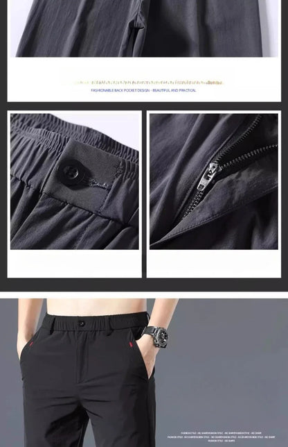 Men Summer Thin Casual Pants Trendy Fashion Classic Solid Color Versatile Straight Trousers Breathable Daily Outdoor Streetwear
