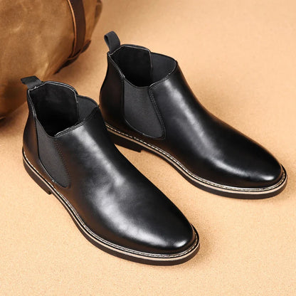 39~47 Men Chelsea Boots Brand Retro Comfortable PU Leather Ankle Boots Men 2025 Fashion Black Brown Mens Boots