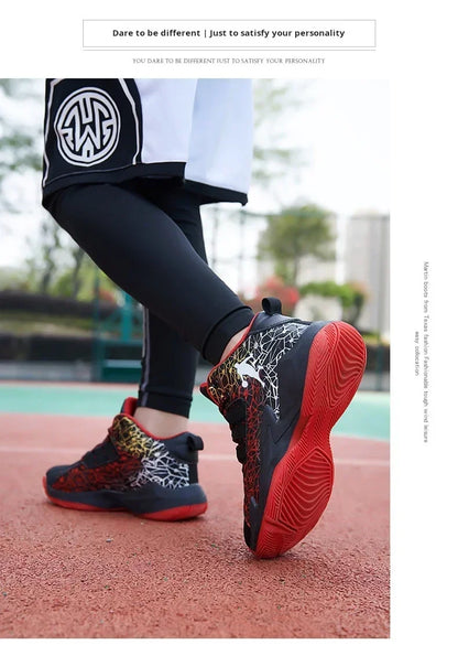 New Children's Sports Shoes Medium and Large Children's Mesh Boys Training Shoes Boys Basketball Footwear 2024 Spring and Summer
