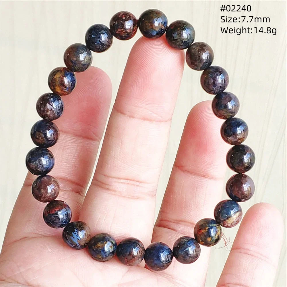 Natural Blue Pietersite Bracelet Women Men Beads Round Beads Chatoyant Cat Eye Fire Pietersite Namibia AAAAAA