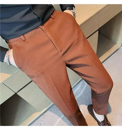 Spring Summer Men's Smart Casual Suit Pants Fashion Slim Fit Solid Color Youthful Vitality Suit Trousers Men Korean Dress Pants
