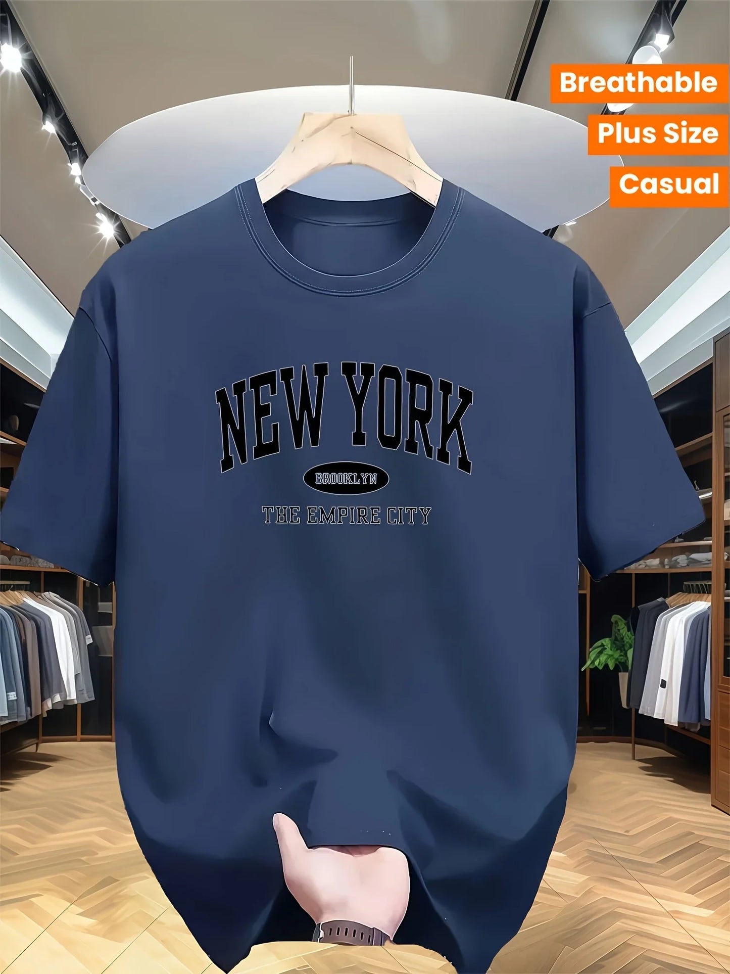 Men's New YorkThe Empire City Graphic T-Shirt, Casual Cotton Short Sleeve O-Neck Top Vintage Streetwear Summer Fashion Tee