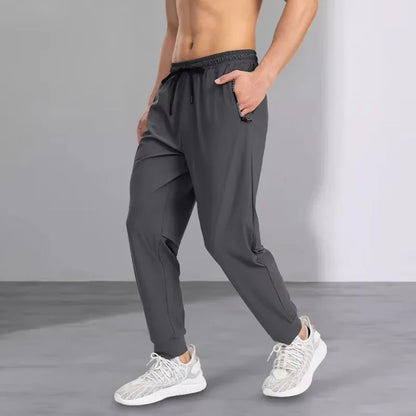Ice silk pants men's quick drying elastic trend casual pants ultra-thin ice sports pants