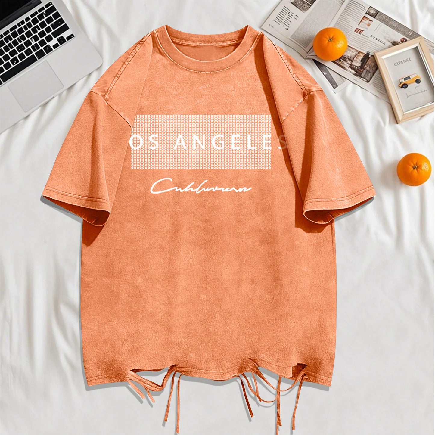 Famous Cities In The United States Washed Holes Male T Shirts Fashion Tee Unisex Cotton Clothing Casual Retro Loose Short Sleeve
