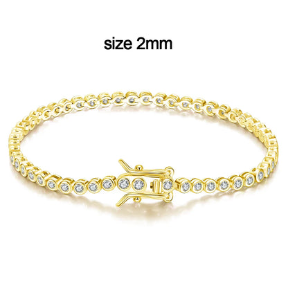 2mm Moissanite Tennis Bracelet for Woman Men Hip Hop Chain with GRA 100% Sterling Sliver 18k White Gold Plated Bracelet