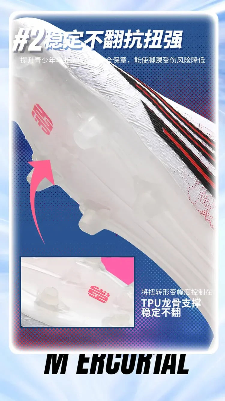 Men High Top Soccer Cleats Firm Ground Stud Sole Breathable Wear Resistant Outdoor Lawn Match Training Football Shoes
