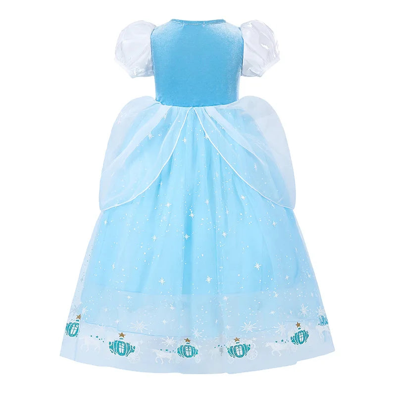 Cinderella Princess Cosplay Dress for Girl Kids Ball Gown Sequin Carnival TUTU Puff Mesh Clothing for Birthday Gift Purim Dress