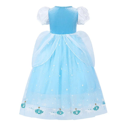 Cinderella Princess Cosplay Dress for Girl Kids Ball Gown Sequin Carnival TUTU Puff Mesh Clothing for Birthday Gift Purim Dress