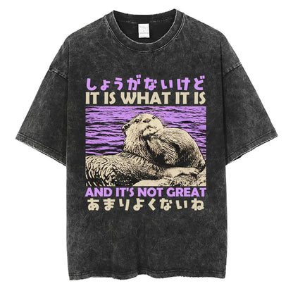 I Do Not Think Therefore I Do Not Am T-shirt Funny Japanese Style Opossum Vintage Washed T Shirt Unisex Fashion Humor T-shirts