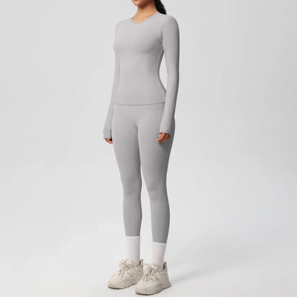 2 PCS Sportswear Yoga Set Gym Clothes Yoga Suits For Women Fitness Set Tracksuits Sports Long Sleeve Crop Top Gym Leggings