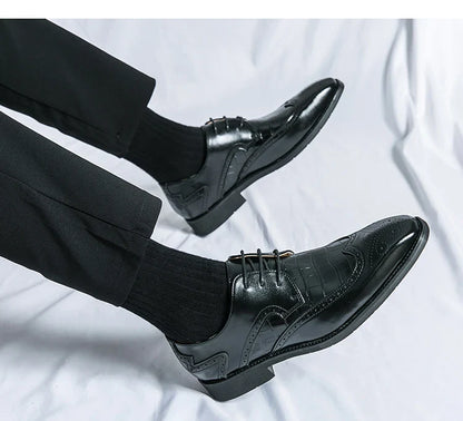 Brock British Korean version high-end suit shoes wedding small leather shoes men's business formal wear trendy men's shoes