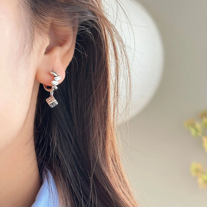 New 925 Sterling Silver Hoop Earrings Pearl Droplet Irregular Vintage Punk For Women Girl Gift Jewelry Dropshipping Wholesale
