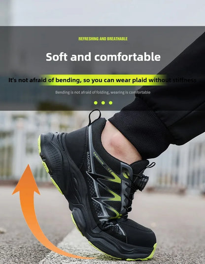 Anti Puncture Safety Shoes Steel Toe Anti Smash Lightweight Durable Slip Resistant Work Boots for Men Construction Industrial