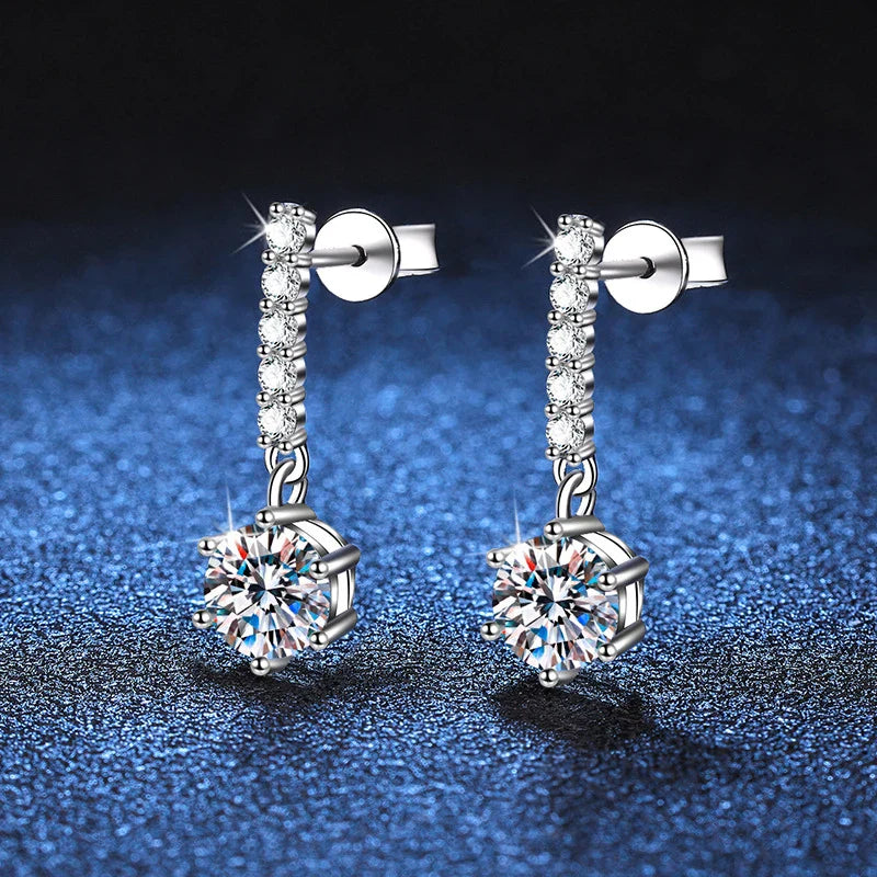 1ct 6.5mm Moissanite  Studs Earrings S925 Sterling Silver with Gold Plated Drop Earrings Wedding Party Fine Jewelry