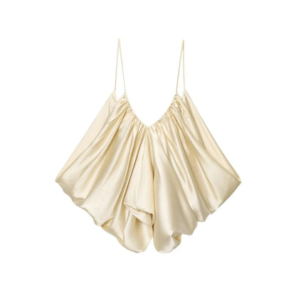 New Slip Tops Fashion Satin Elegant Crop Top Woman 2026 Sleeveless Thin Straps Short Tops For Women Backless Sexy Party Top