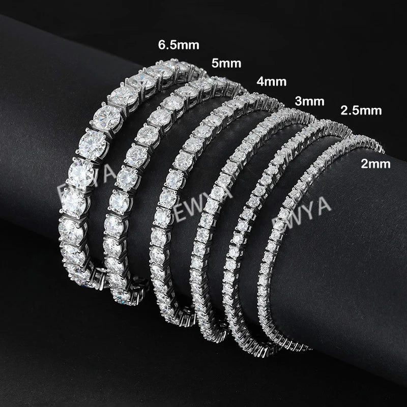 2024 New In GRA Certified 3/4/5/6.5MM White Full Moissanite Tennis Bracelet for Women Men 925 Silver Diamond Link Bracelets