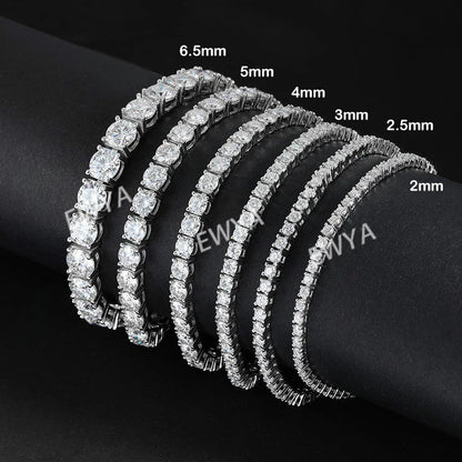 2024 New In GRA Certified 3/4/5/6.5MM White Full Moissanite Tennis Bracelet for Women Men 925 Silver Diamond Link Bracelets