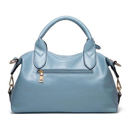 Women's Fashionable and Elegant Large-Capacity Oil Wax Leather Handbag, Convenient Solid Color Faux Leather Boston Crossbody Bag, Anti-Theft Commuter Bag with Zipper Lock, Detachable Shoulder Strap, Dual Handle Design, Adjust