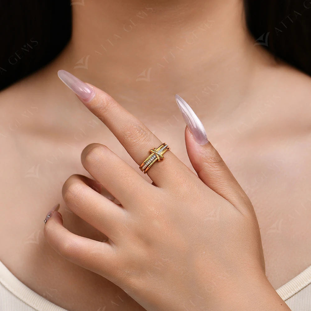 2025 New Moissanite Ring DVVS1 Diamond S925 Sterling Silver 3 Ring Connect Design Engagement Jewelry for Women Men Gift
