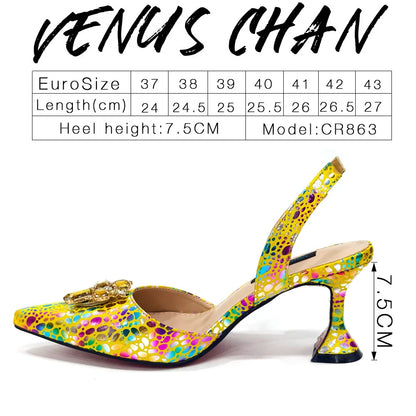 Champagne Color Thin Heels Pointed Toe Crystal Design Ladies Shoes Matching Bag Set For Women Weeding Party Pump