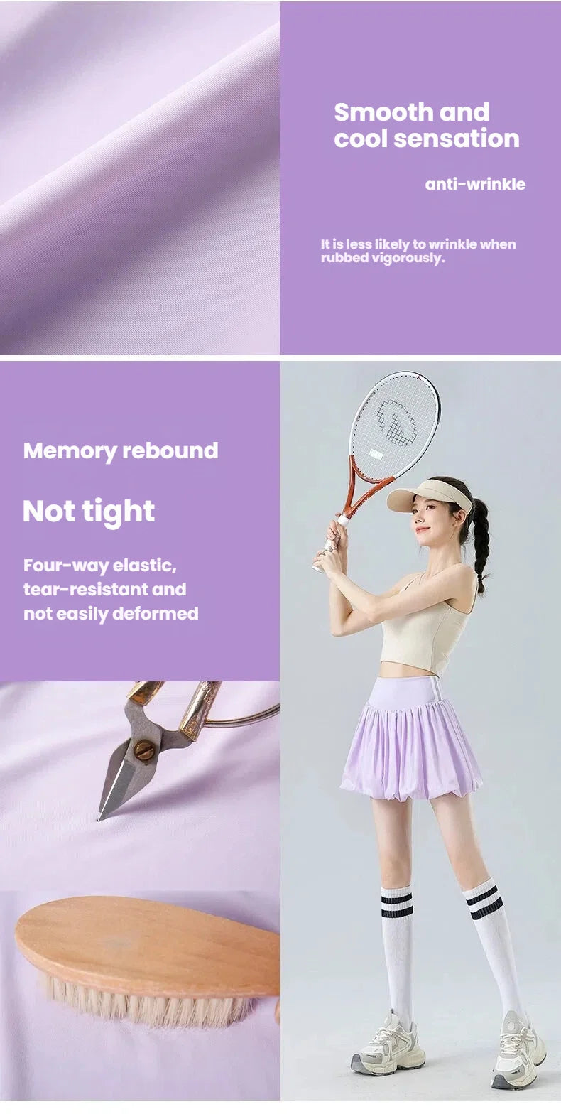 Women Summer Tennis Skirt High Waist Flared Flounce Skirt 2 in 1 with Shorts Anti-Exposure Athletic Pleated Golf Skirt Workout